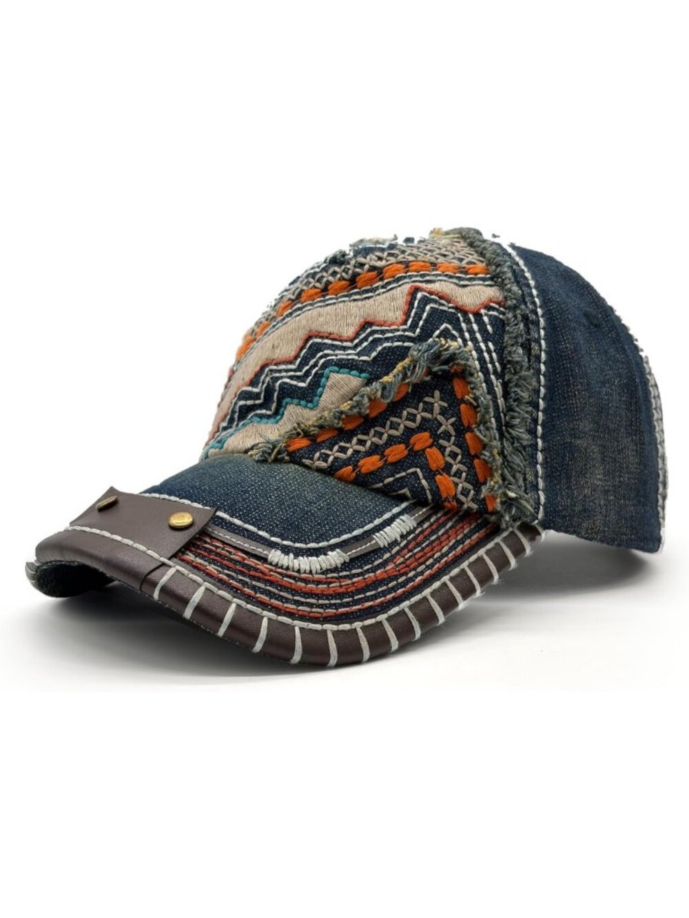 Trendy Boho Embroidered Patchwork Cap | Stylish Adjustable Baseball Hat
